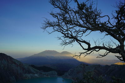 Scenic view of mountains against sky during sunset