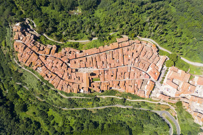 Aerial view of the medieval town of pitigliano in the province of grosseto on the hills 