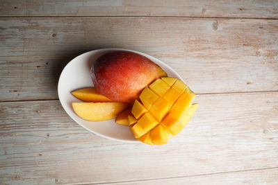 High angle view of breakfast on table