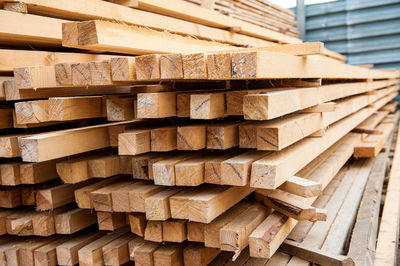 Stack of wooden planks