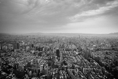 High angle view of cityscape against sky