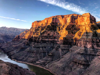 Rock formations at  the grand canyon with river flowing