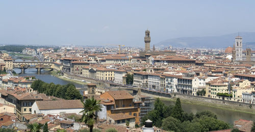 High angle view of townscape against sky