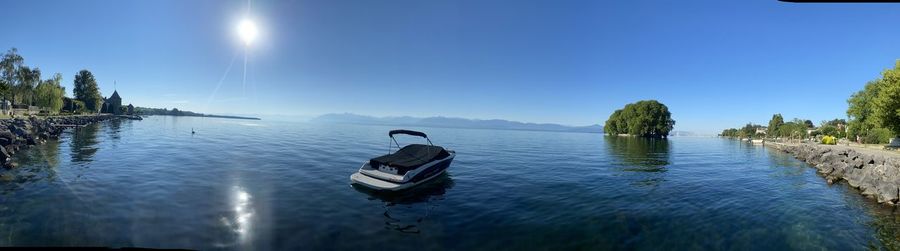 Panoramic view of lake against sky