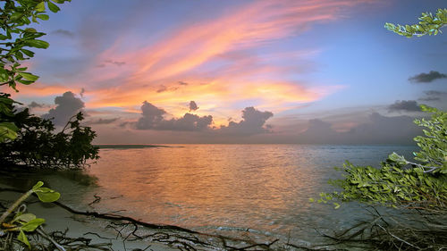 Scenic view of sea against sky during sunset