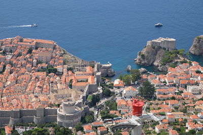 Minceta tower, city walls, fort bokar and fort lovrijenic top right, dubrovnik, croatia 2018