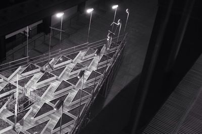 Low angle view of illuminated building at night