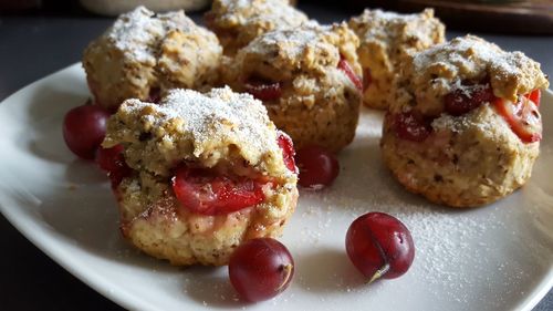 Close-up of dessert served in plate