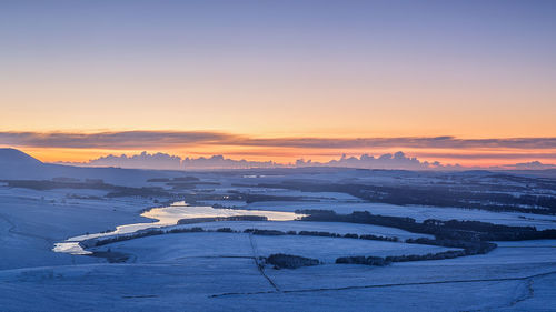 Scenic view of landscape against sky during sunset