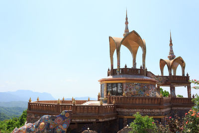 Low angle view of temple against clear sky