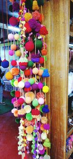 Multi colored hanging for sale at market stall