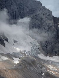 Glacier hoellentalferner at zugspitze mountain, bavaria, germany, summertime