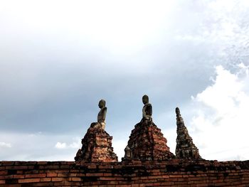 Low angle view of old temple building against sky