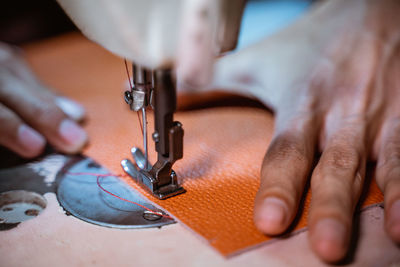 Close-up of sewing machine