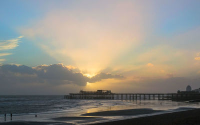 Scenic view of sea at sunset