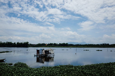 Scenic view of lake against sky