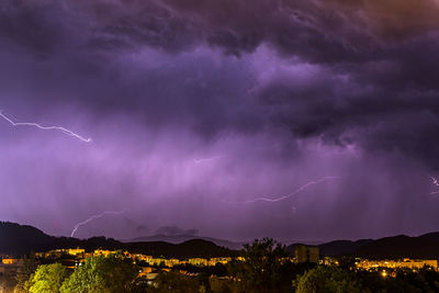 Scenic view of lightning in sky at night