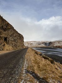 Surface level of road against sky