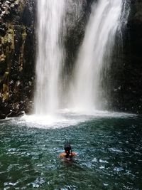 Scenic view of waterfall