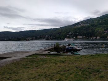Scenic view of lake against sky