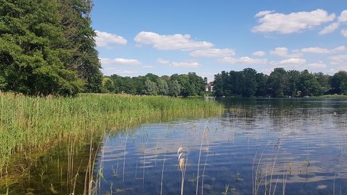 Scenic view of lake against sky