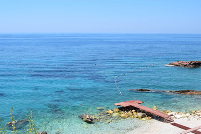 Scenic view of sea against clear sky