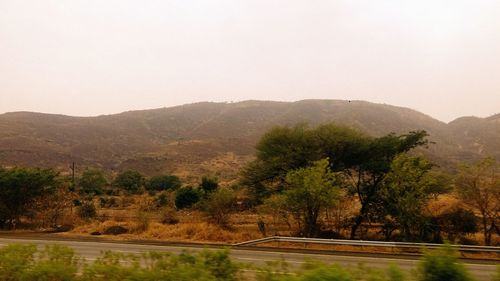 Scenic view of mountains against clear sky