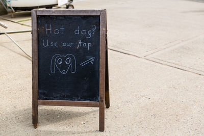 Close-up of text on wood