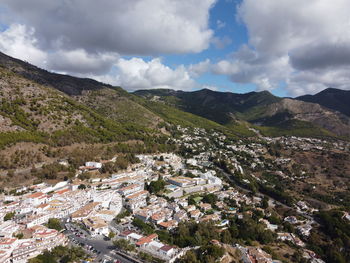 High angle view of townscape against sky