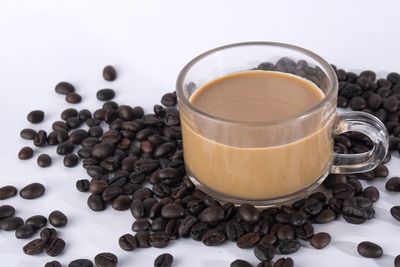 Close-up of coffee cup on table