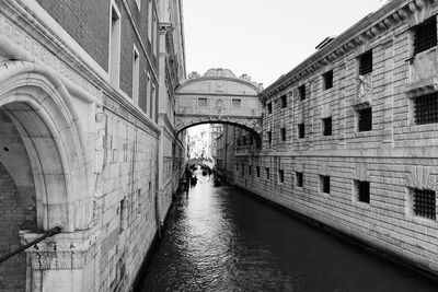 View of canal amidst buildings against sky