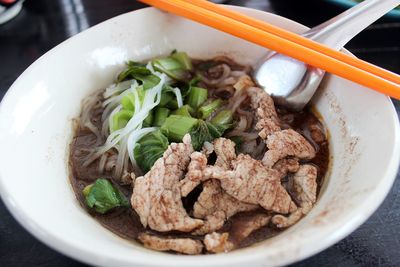 Thai boat noodle in nakhon nayok.