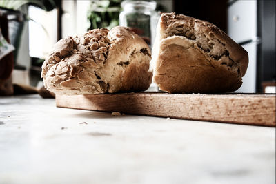 Close-up of bread on table