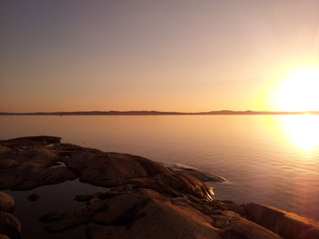 Scenic view of sea at sunset