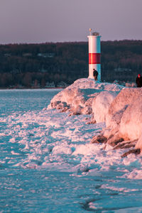 Sunset on the petoskey lighthouse during the sinter