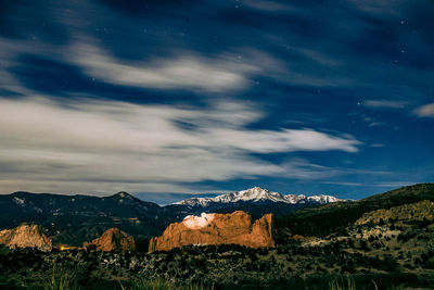 Scenic view of mountains against cloudy sky