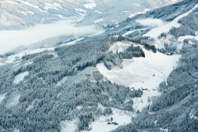 High angle view of snow covered landscape