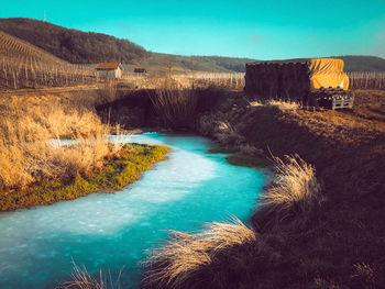 Scenic view of landscape against clear sky