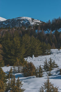 A picturesque vertical landscape view of the french alps mountains on a cold winter day