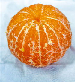 High angle view of orange slices on table