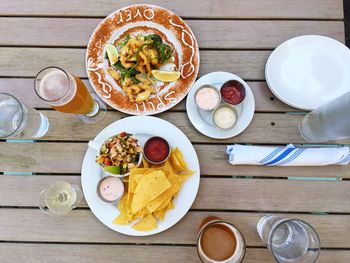 Directly above shot of breakfast on table