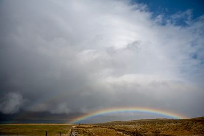 Scenic view of rainbow against sky