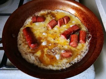High angle view of breakfast in plate