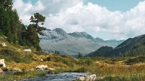 Scenic view of mountains against sky