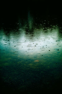 Full frame shot of raindrops on lake