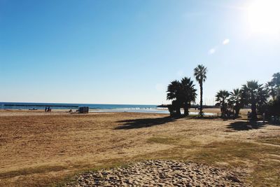 Scenic view of beach against clear sky