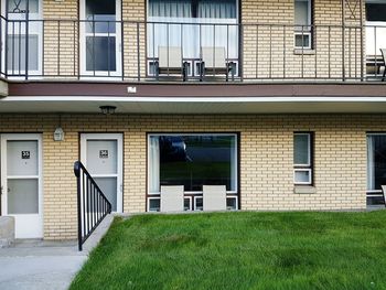 Lawn against apartment building