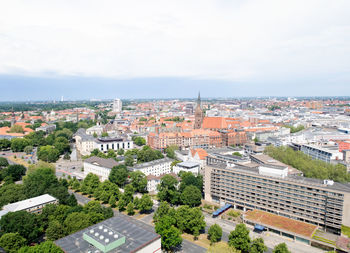 High angle view of townscape against sky