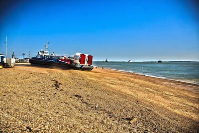 Scenic view of sea against blue sky