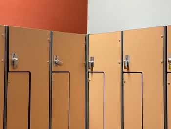 Peach lockers in the fitness center